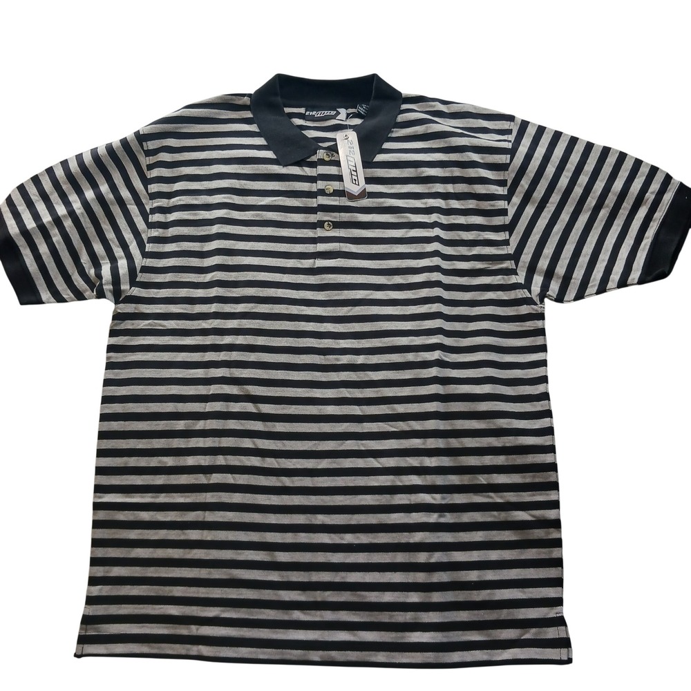 212 NYC Mens Polo Shirt 2XL Grey Black Striped Short Sleeve Cotton K903(D) NWT